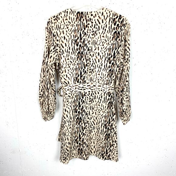 Joie Jaide Leopard Print Mini Wrap Dress Animal Print Belted Lyocell Size Large - Picture 5 of 12